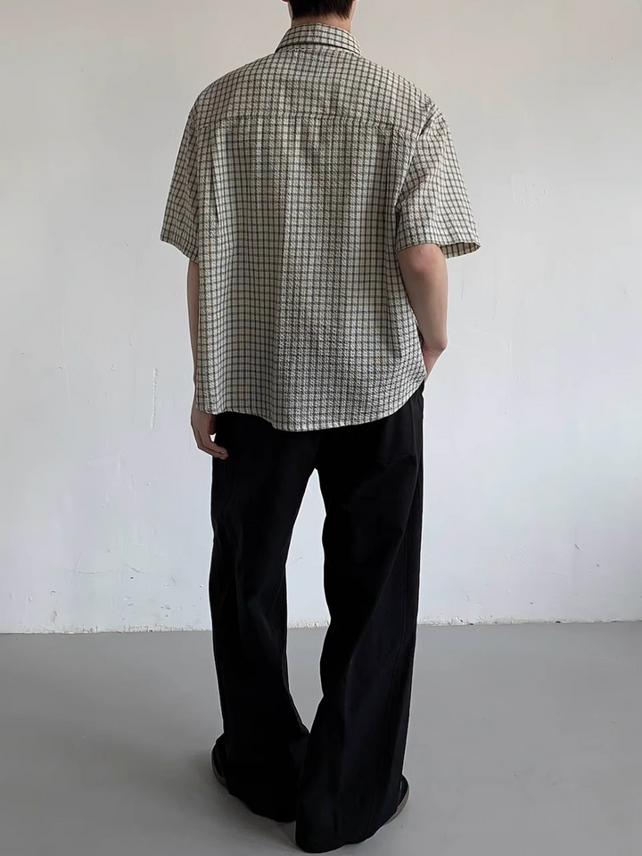 PLAID SEERSUCKER HALF SHIRT BEDES4644