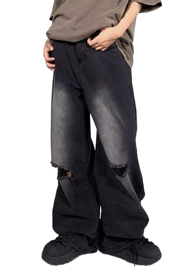 DISTRESSED FADE BAGGY DENIM BEDES4700