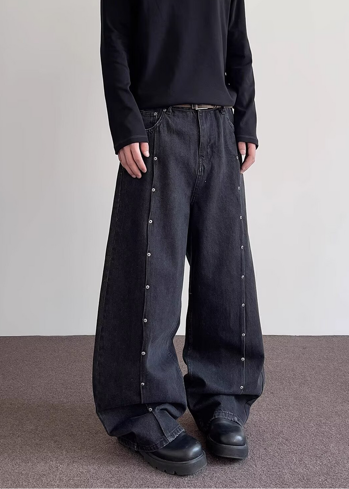 RIVET CURVE WIDE DENIM PANTS BEDES4640