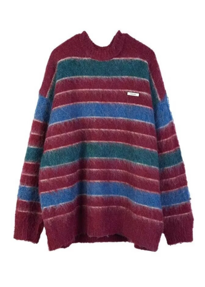FUZZY MULTI BORDER KNIT BEDES4759