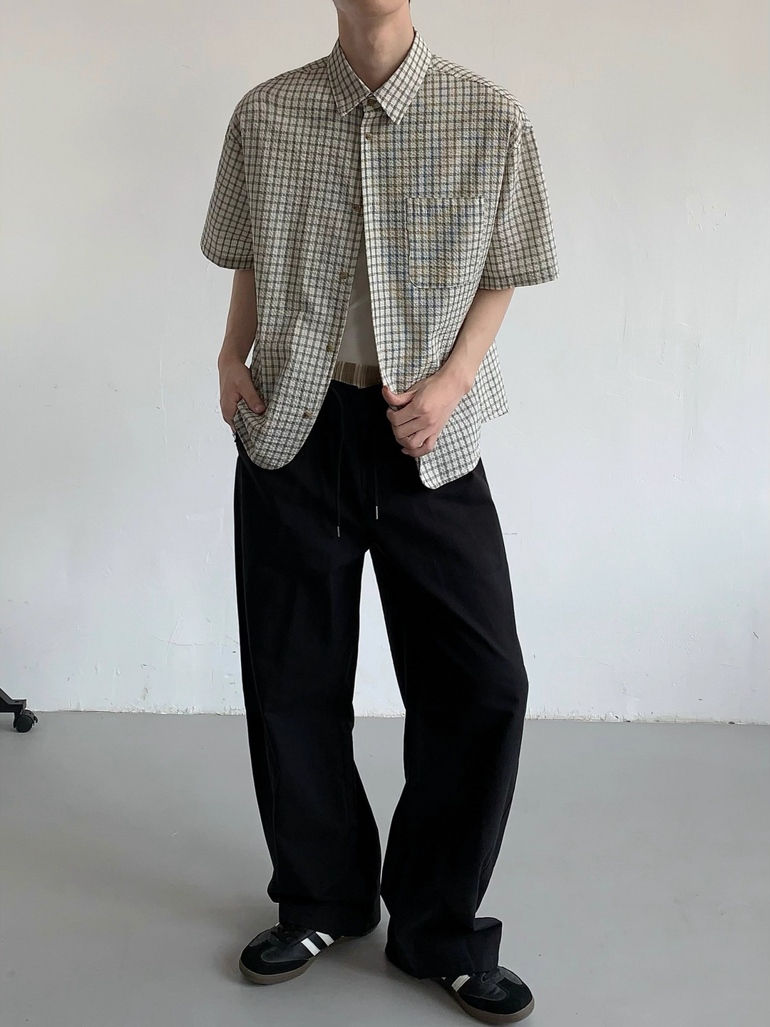 PLAID SEERSUCKER HALF SHIRT BEDES4644