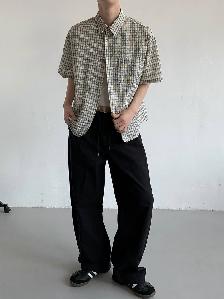 PLAID SEERSUCKER HALF SHIRT BEDES4644