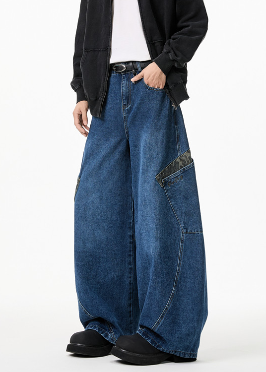 LEOPARD PATCH WIDE CURVE DENIM PANTS AEDES4593