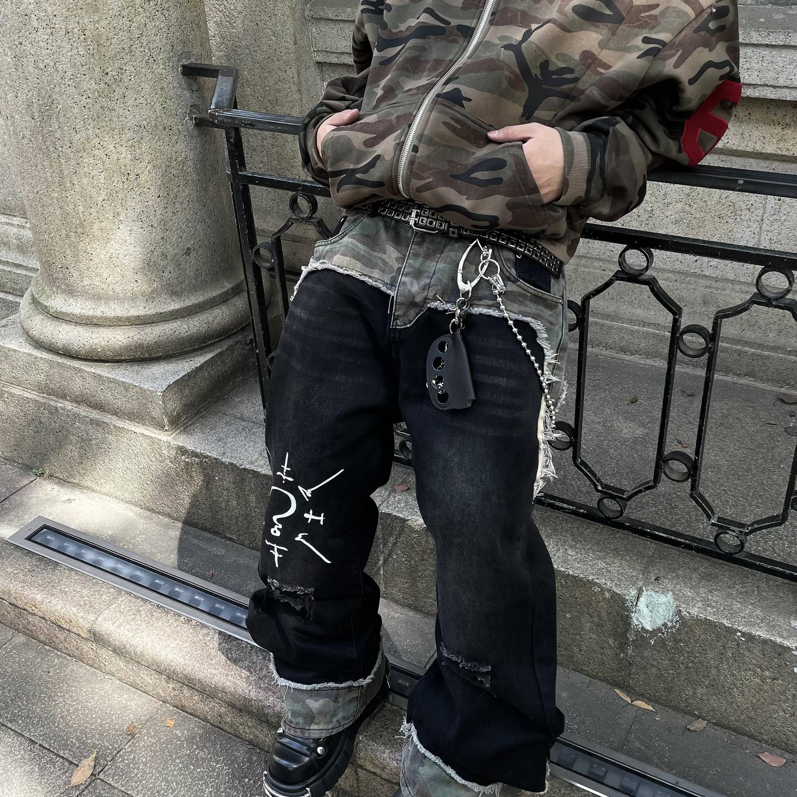パンツ DAMAGED PAINTER PANTS ART PRINTED DAMAGED DANIM PANTS DFDES4442 – Deuku