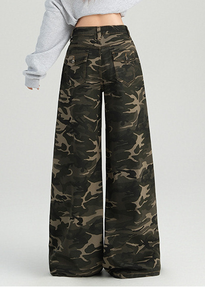 CAMO WIDE BUGGY DENIM PANTS BEDES4615
