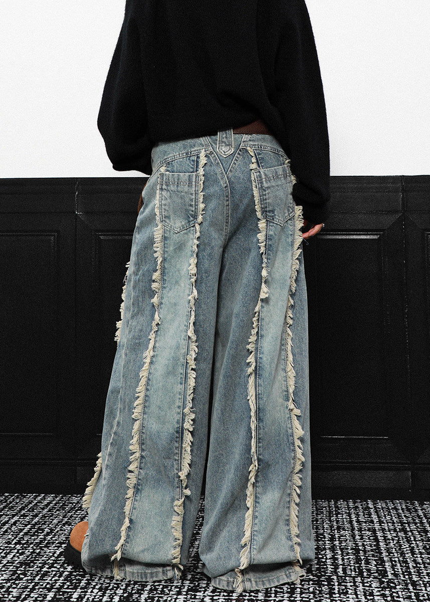 FRINGE STRIPE WIDE DENIM PANTS AEDES4580