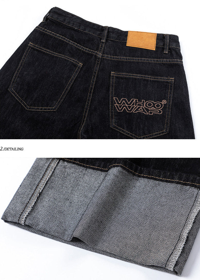 ROLL UP WIDE DENIM PANTS AEDES4568 - Deuku