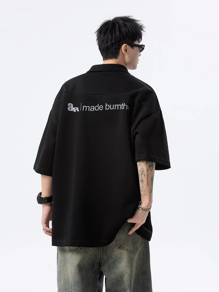 HALF ZIP PIERCED OVERSIZED T-SHIRT BEDES4634