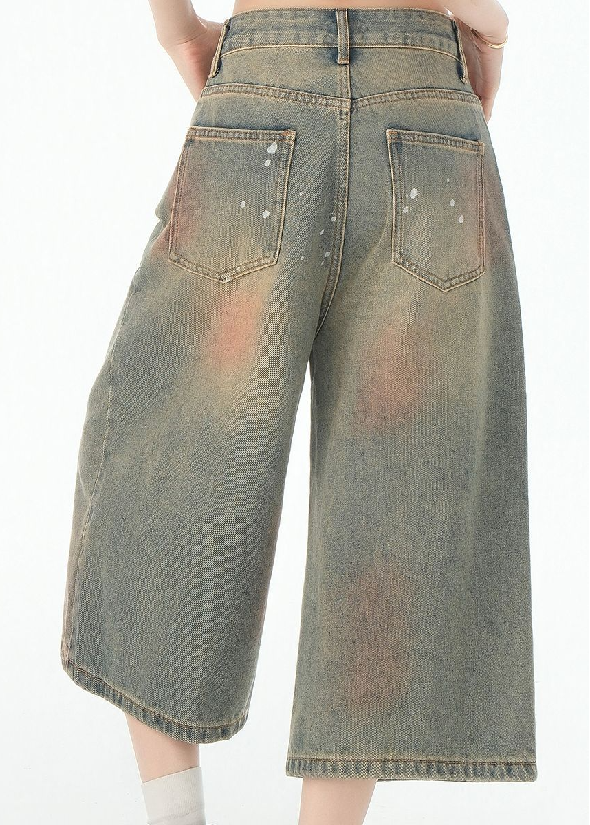 VINTAGE PAINT WIDE DENIM SHORTS BEDES4689