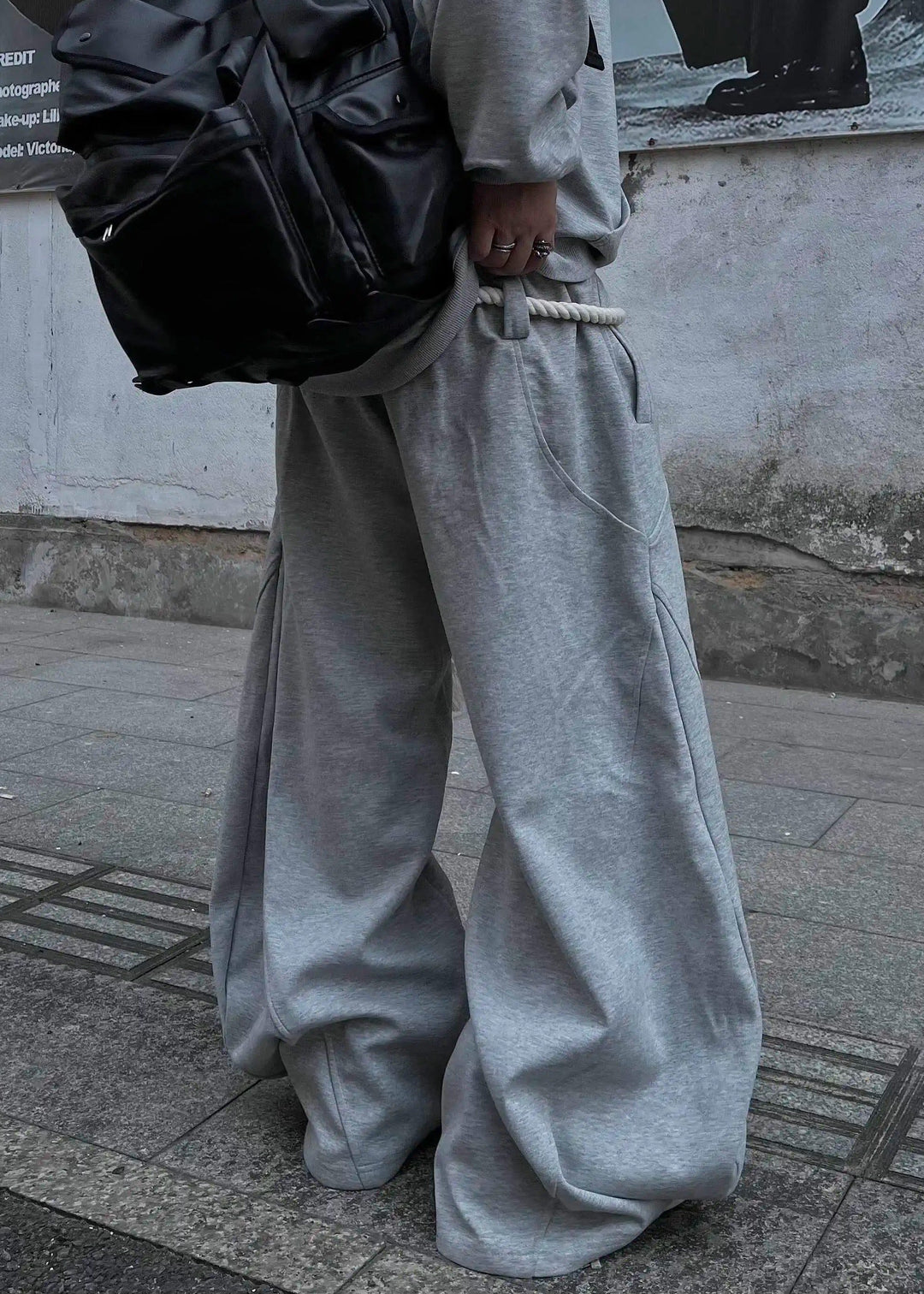 ROPE STRING WIDE SWEAT PANTS DFDES4494