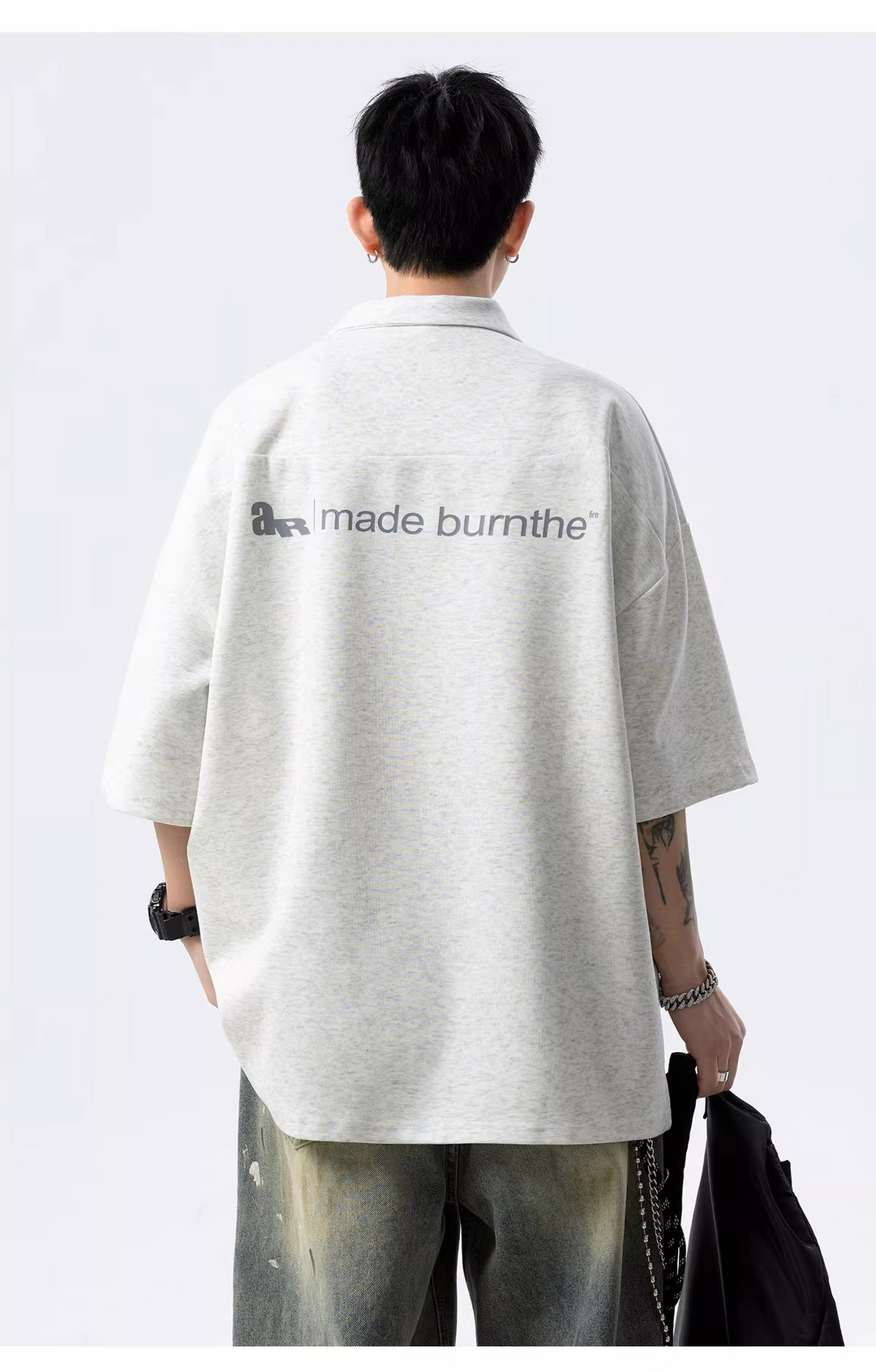 HALF ZIP PIERCED OVERSIZED T-SHIRT BEDES4634