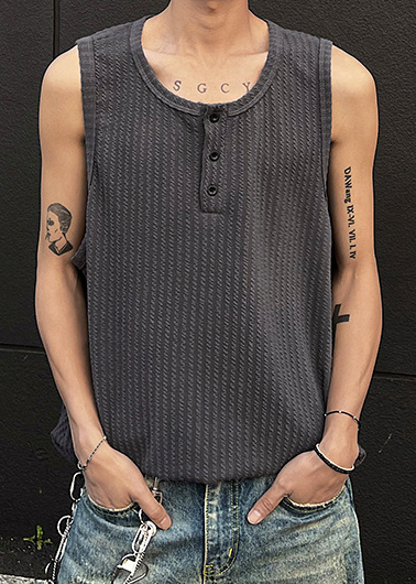 TEXTURED HENLEY TANK TOP BEDES4724
