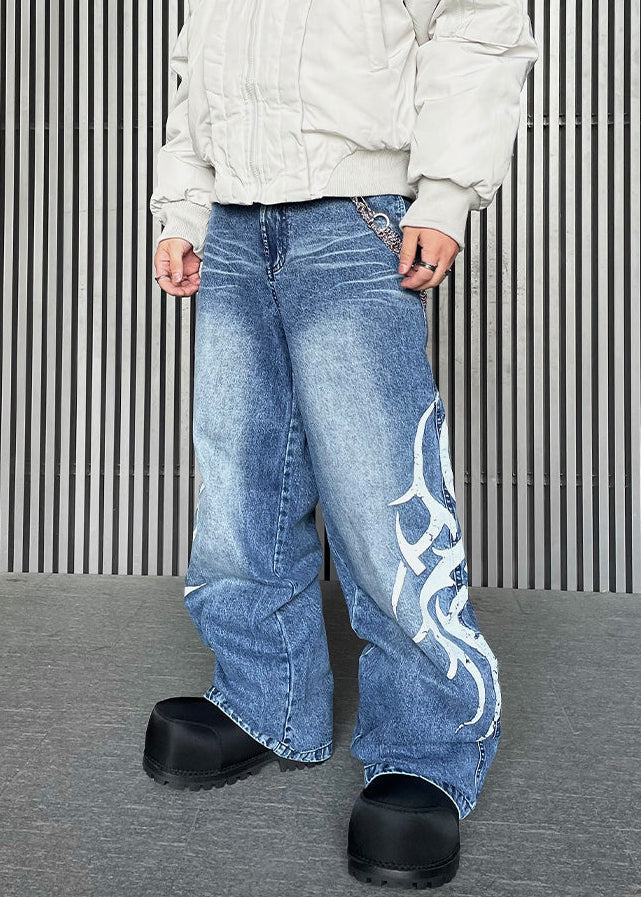 TRIBAL PAINT WIDE DENIM PANTS DFDES4498