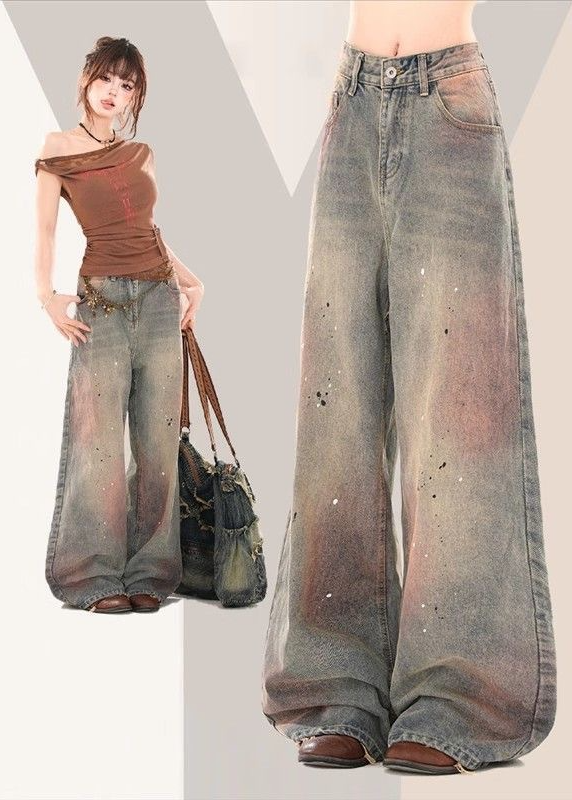 PAINT FADE WIDE DENIM PANTS AEDES4559