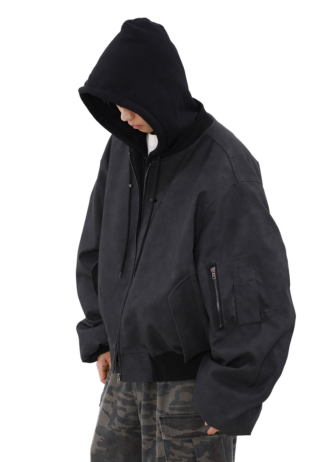 LAYERED HOOD BOMBER JACKET BEDES4537
