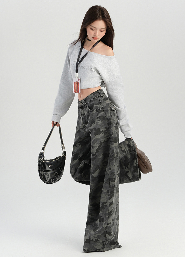 CAMO WIDE BUGGY DENIM PANTS BEDES4615