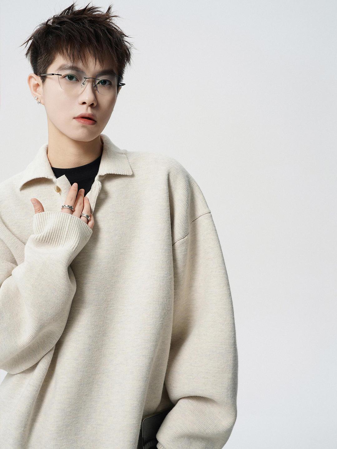 OVERSIZED POLO KNIT SWEATER BEDES4550