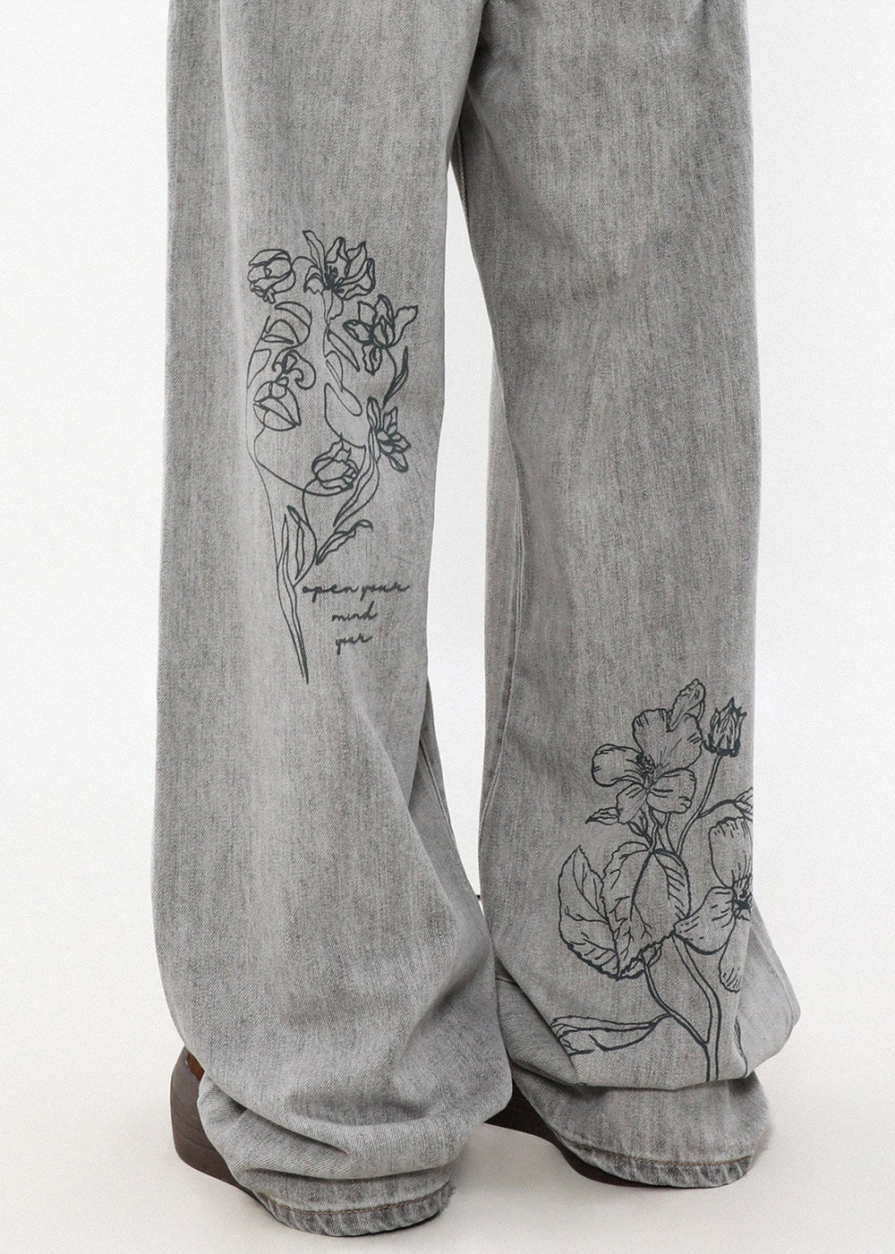 EMBROIDERY FLOWER LOOSE DENIM AEDES4562 - Deuku