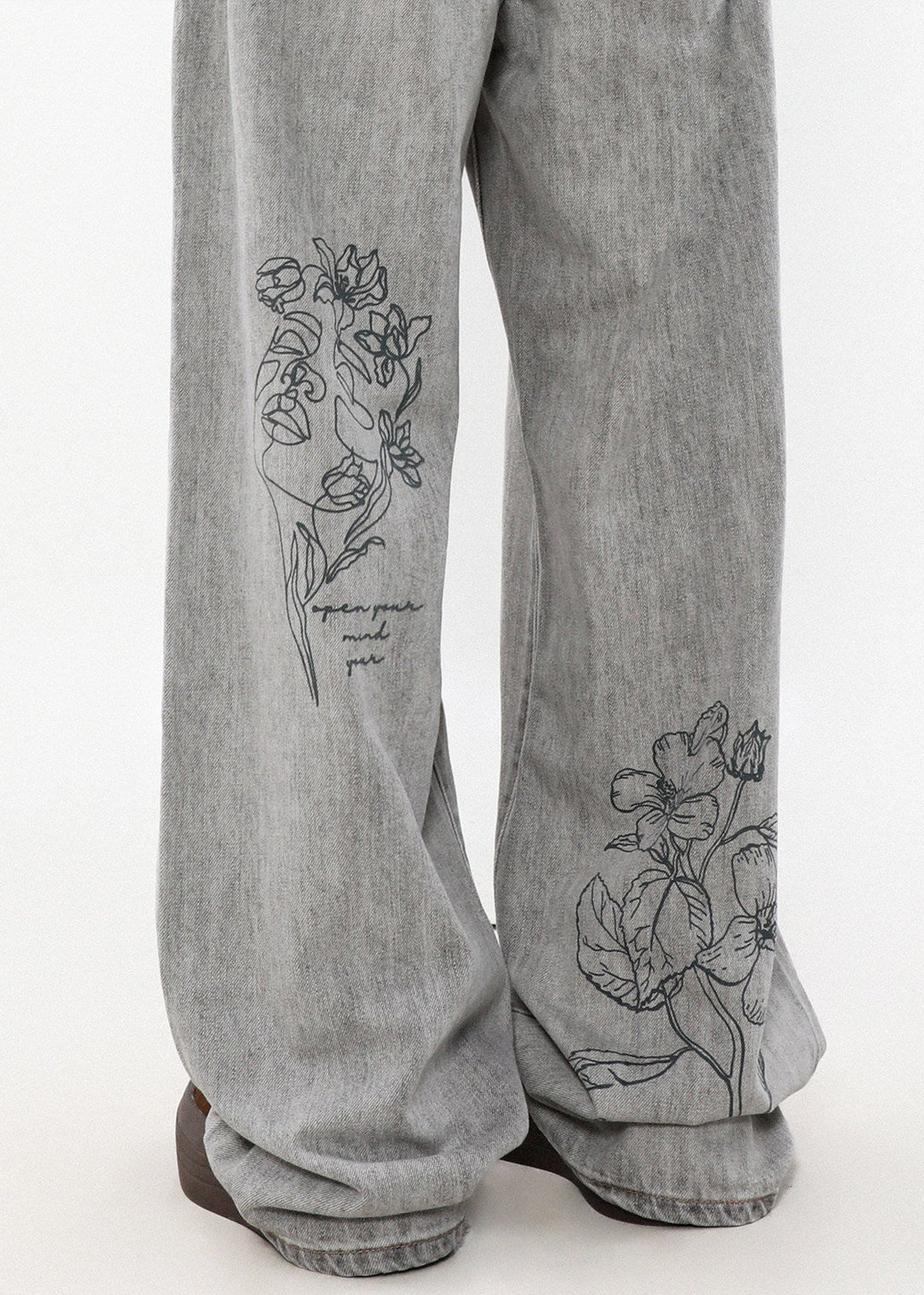 EMBROIDERY FLOWER LOOSE DENIM AEDES4562 - Deuku