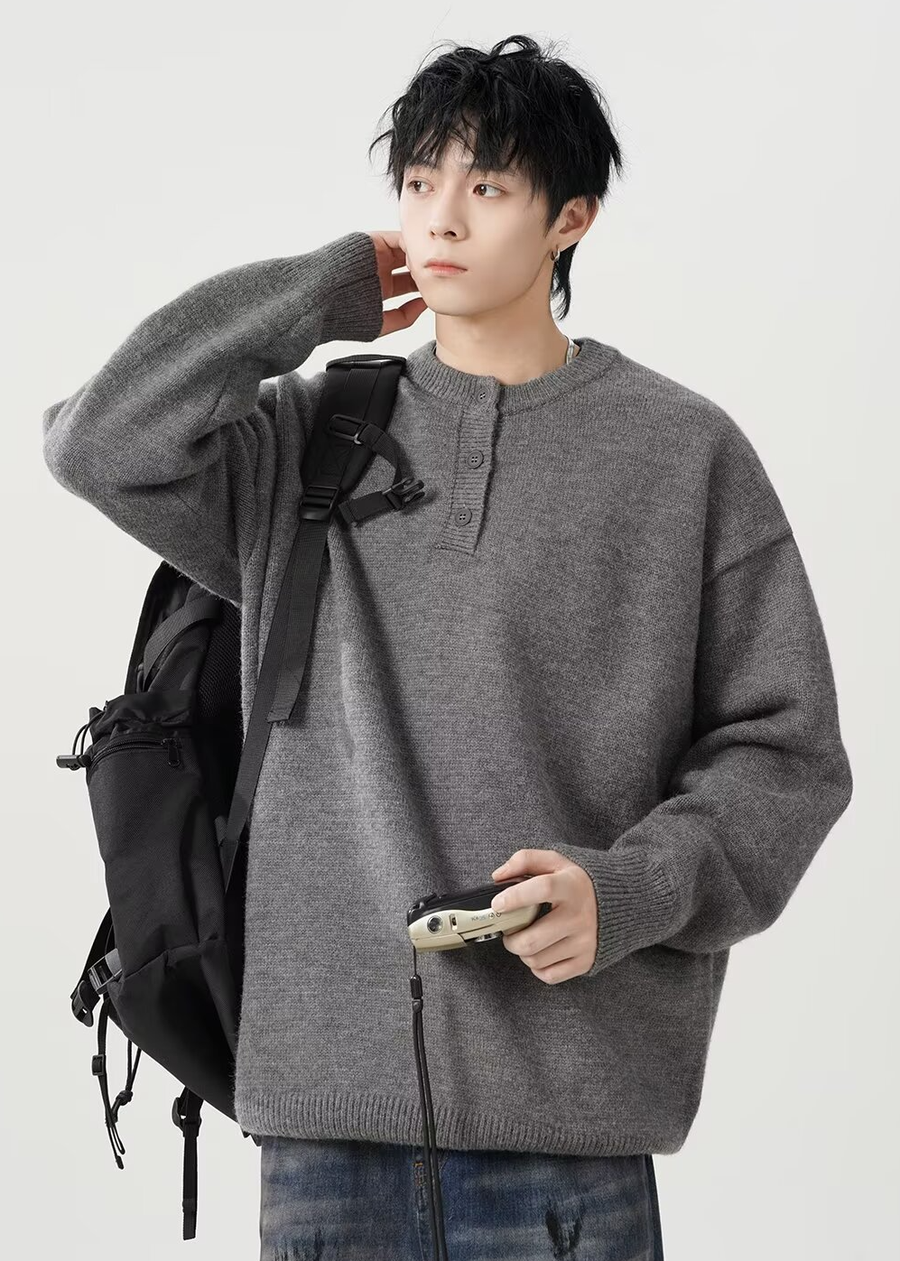 【サイズ依頼中】HENLEY NECK RELAXED KNIT BEDES4762