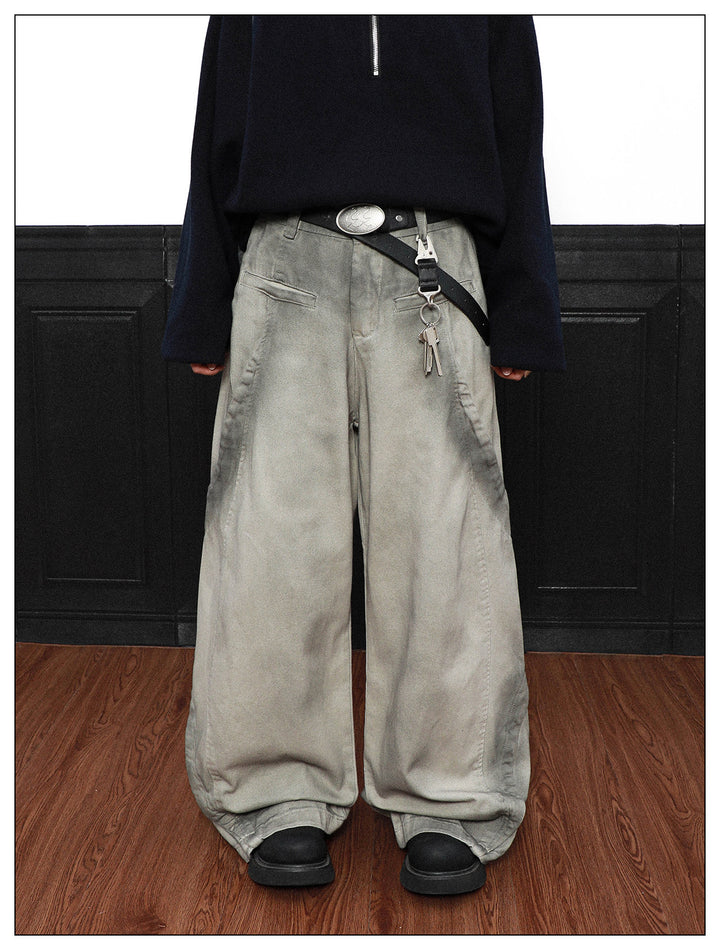 SMOKE DYE WIDE BAGGY PANTS AEDES4577 - Deuku