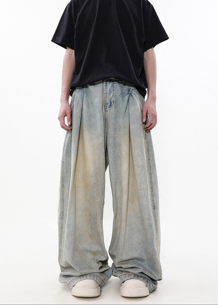 WIDE TUCK WIDE DENIM BAGGY PANTS AEDES4561 - Deuku