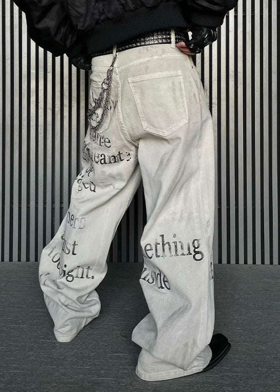 VINTAGELIKE LETTER PRINTED PANTS DFDES4443