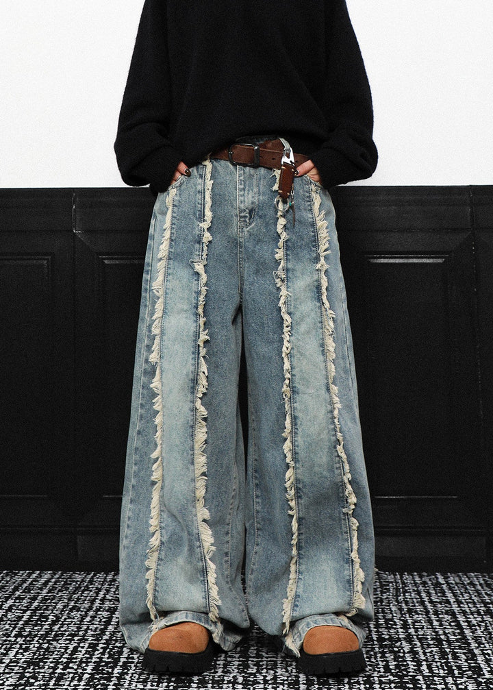 FRINGE STRIPE WIDE DENIM PANTS AEDES4580