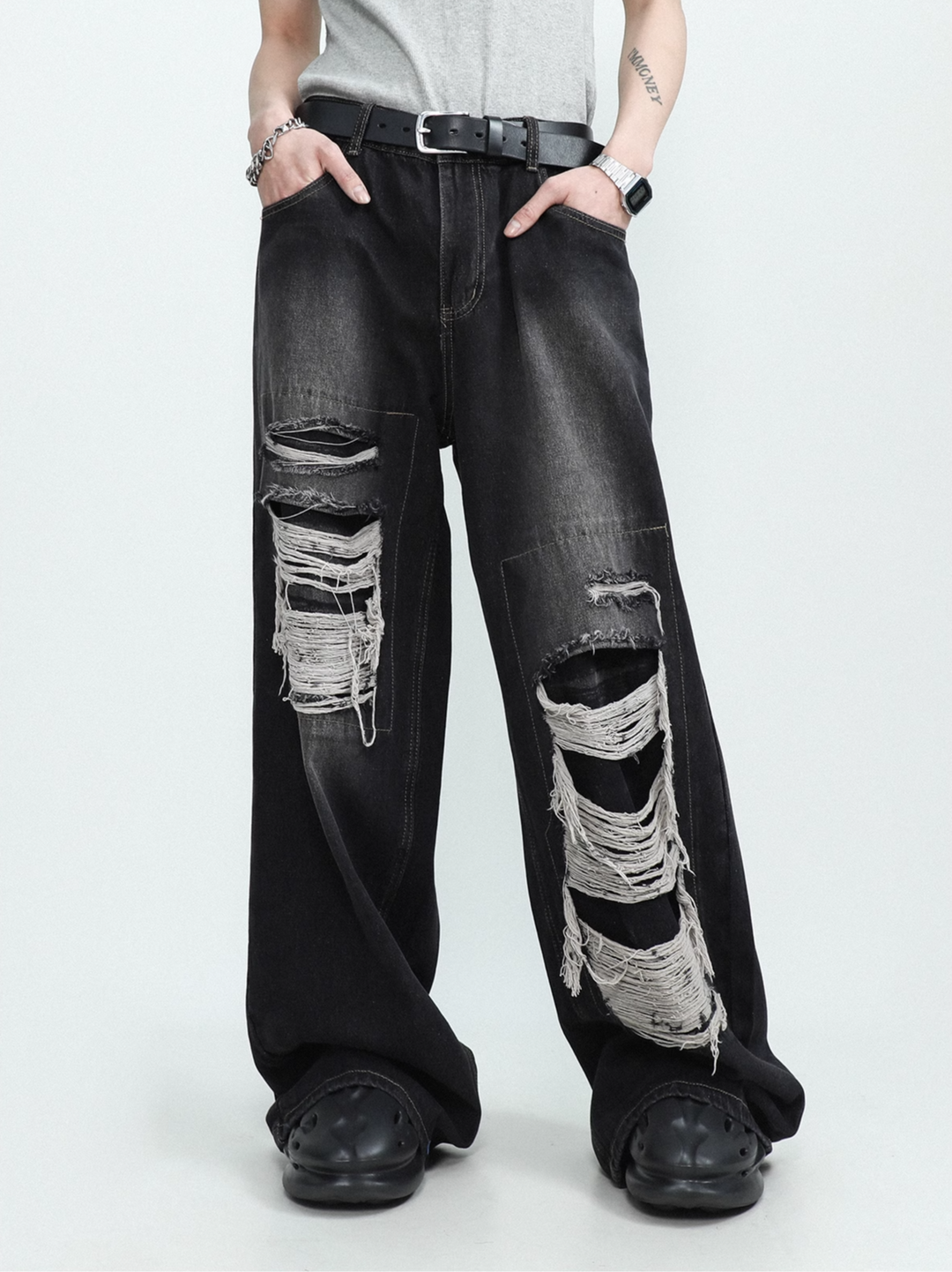 DAMAGED WIDE DENIM PANTS MEDES4372