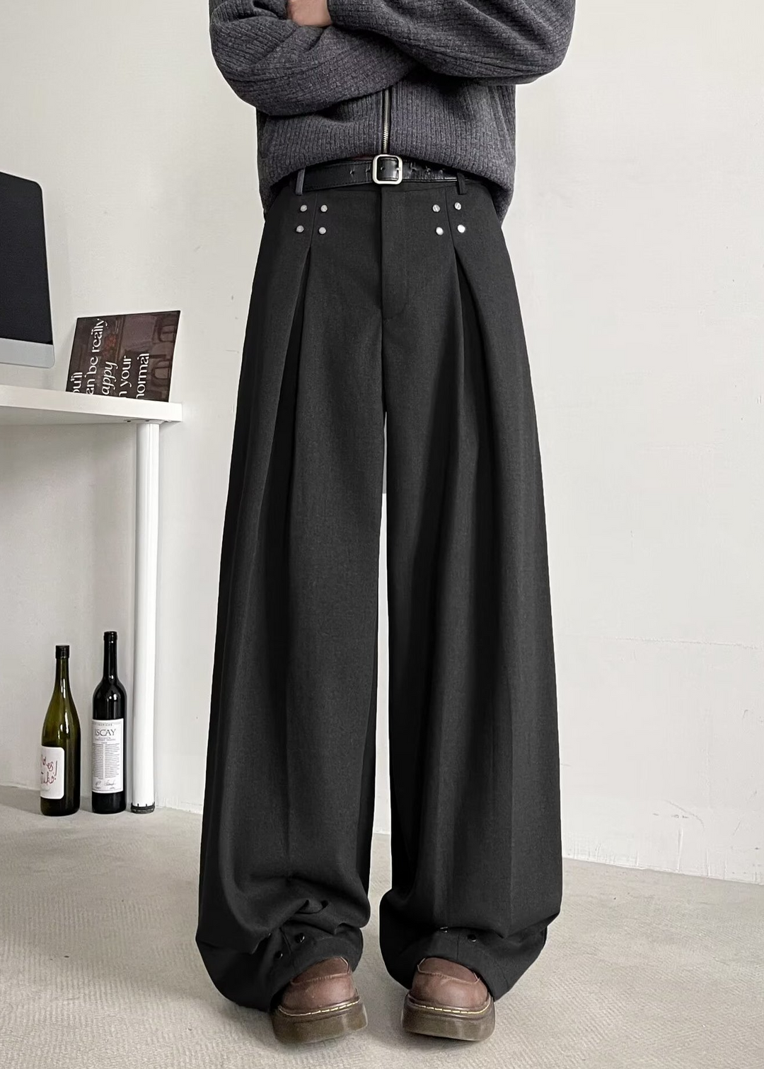 RIVET TUCK WIDE SLACKS BEDES4652
