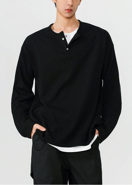MINIMAL WAFFLE HENLEY LONG T-SHIRT BEDES4613