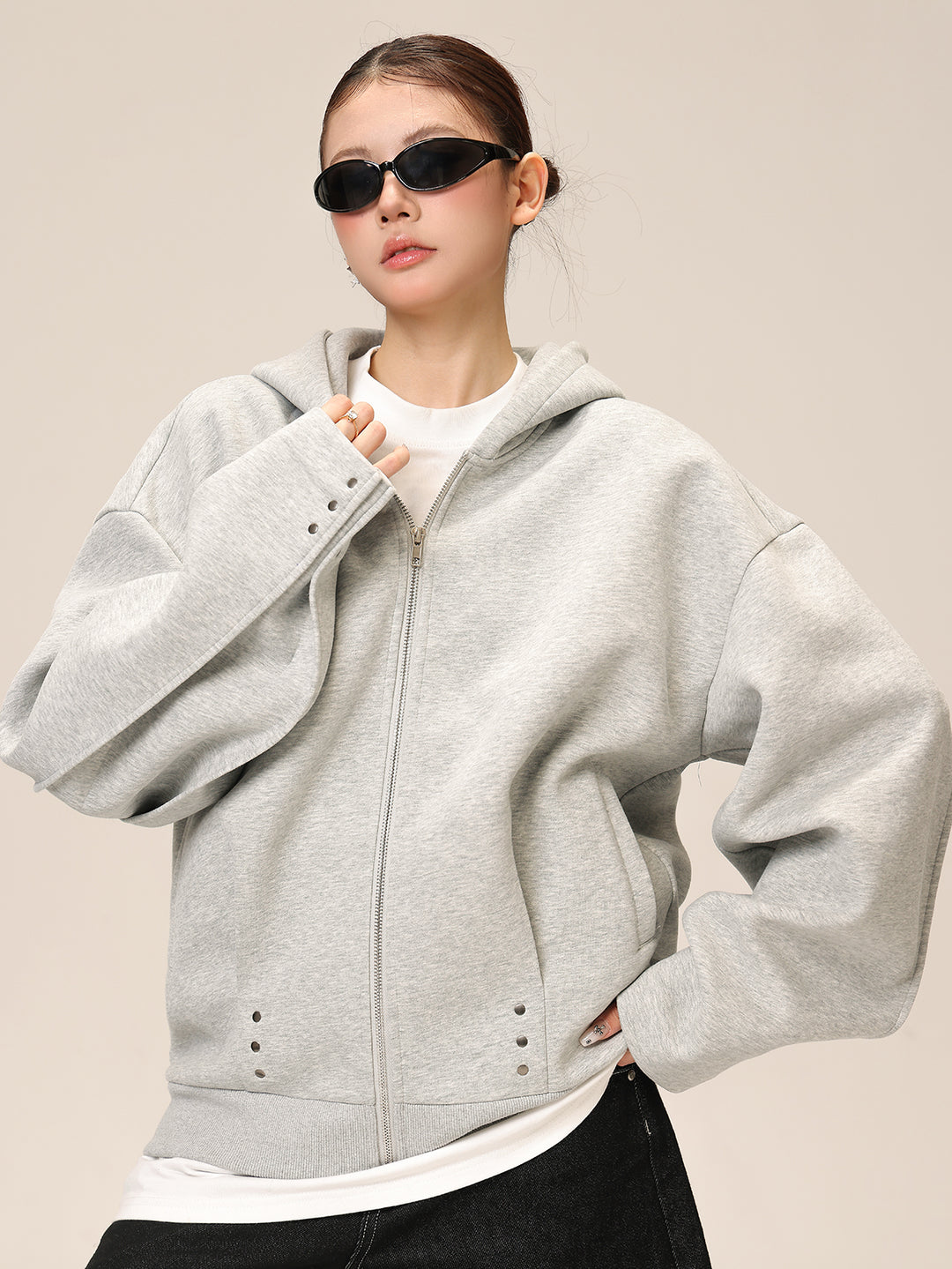 TUCKED OVERSIZED ZIP PARKA ASDES4507