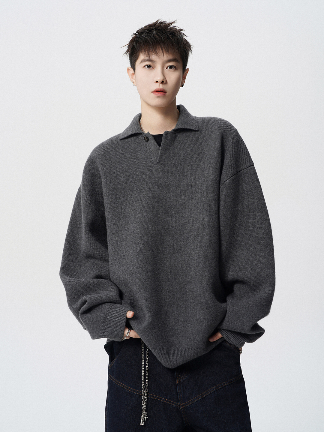 OVERSIZED POLO KNIT SWEATER BEDES4550