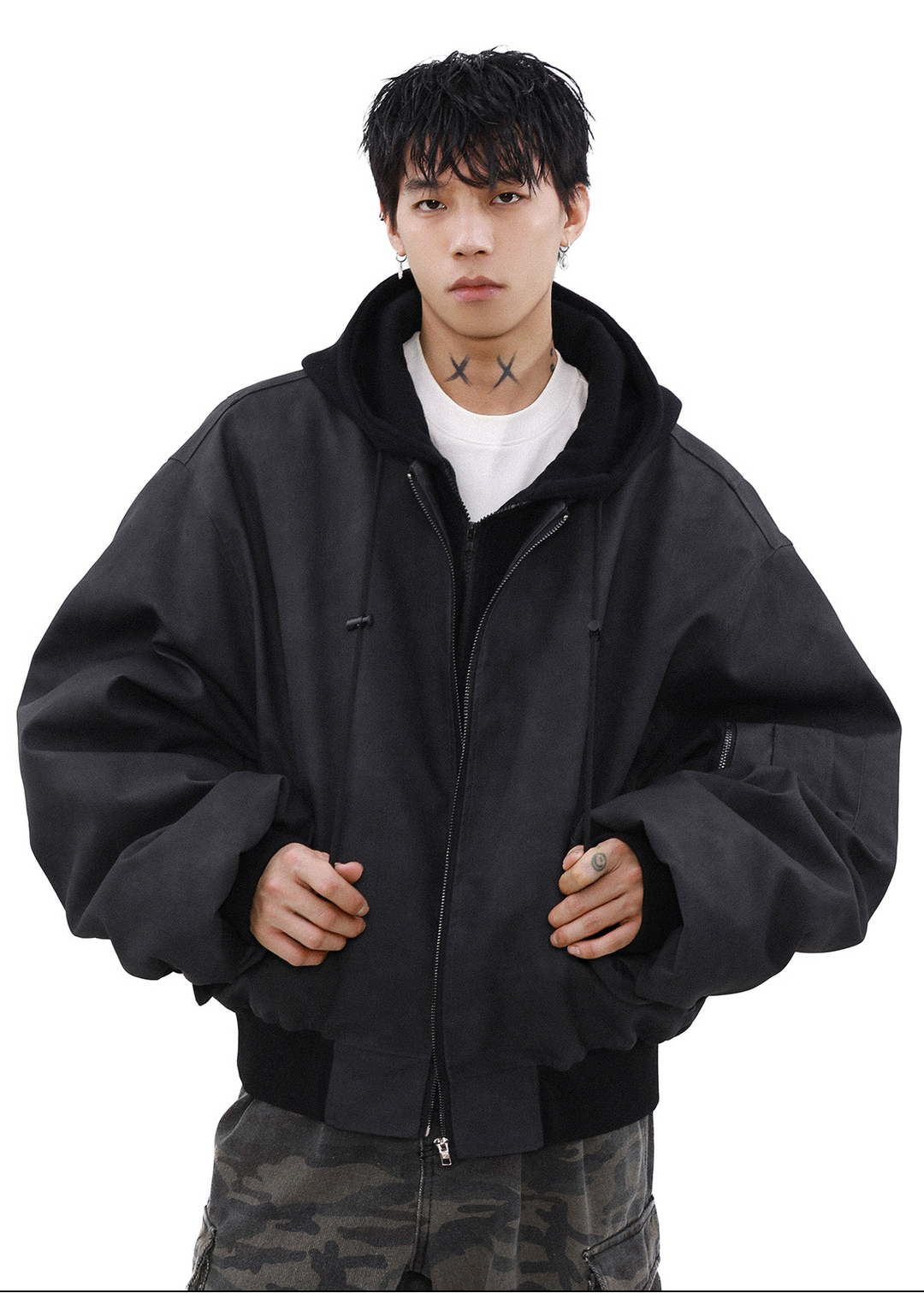 LAYERED HOOD BOMBER JACKET BEDES4537
