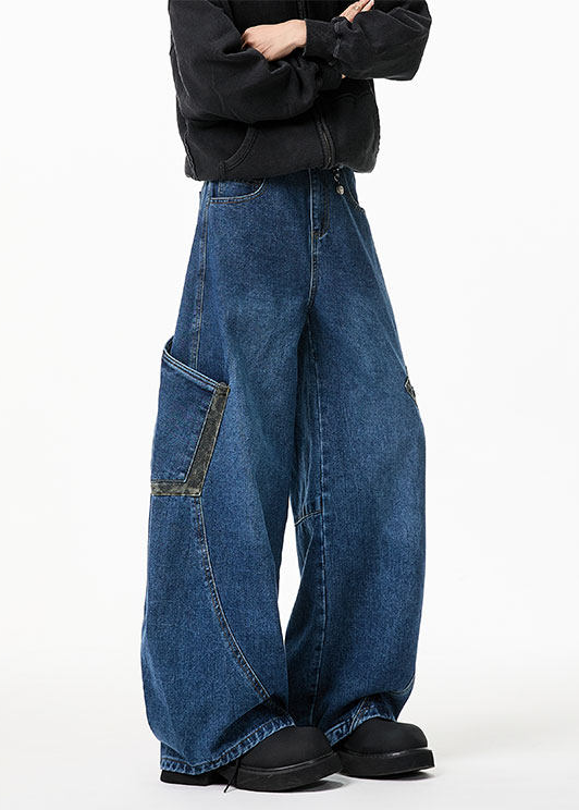 LEOPARD PATCH WIDE CURVE DENIM PANTS AEDES4593