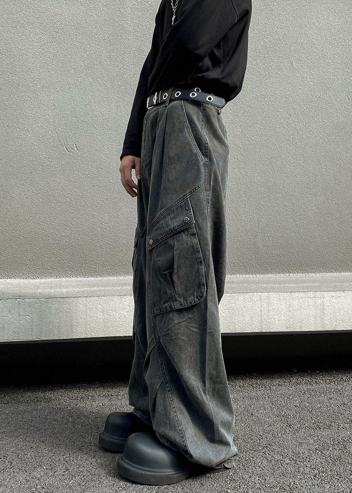 WASHED WIDE CARGO PANTS AEDES4565 - Deuku