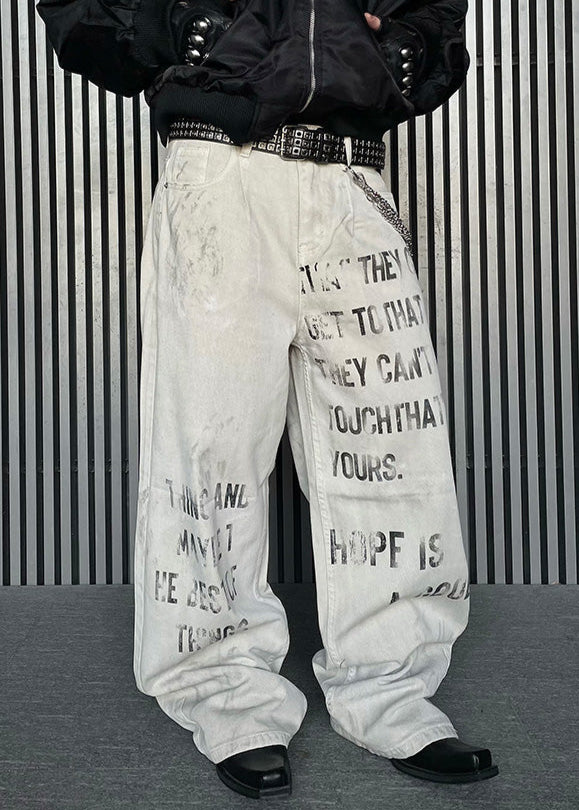 VINTAGELIKE LETTER PRINTED PANTS DFDES4443