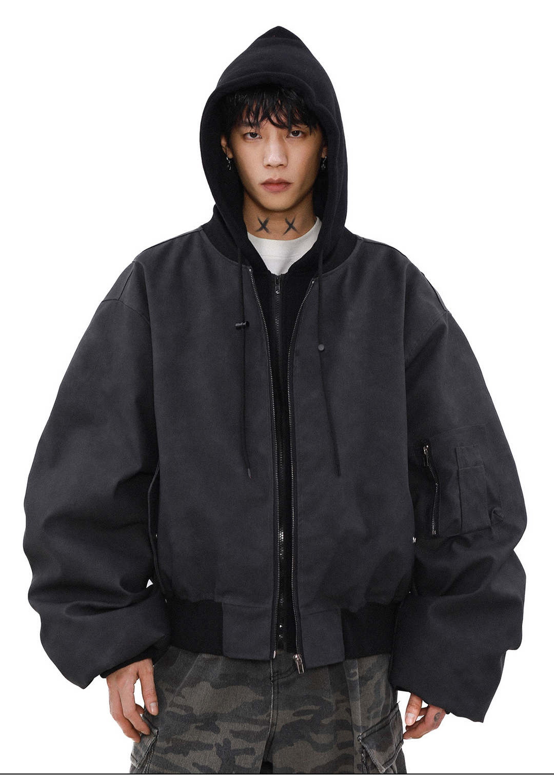 LAYERED HOOD BOMBER JACKET BEDES4537
