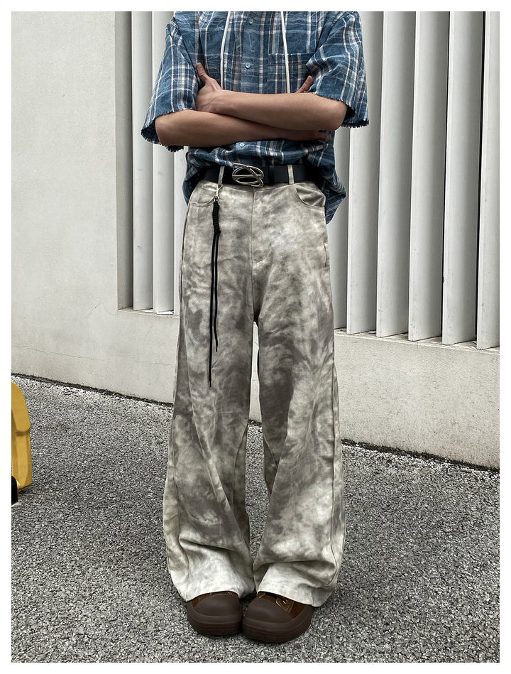 SMOKE TIE DYE SIDE PANEL WIDE PANTS AEDES4571 - Deuku