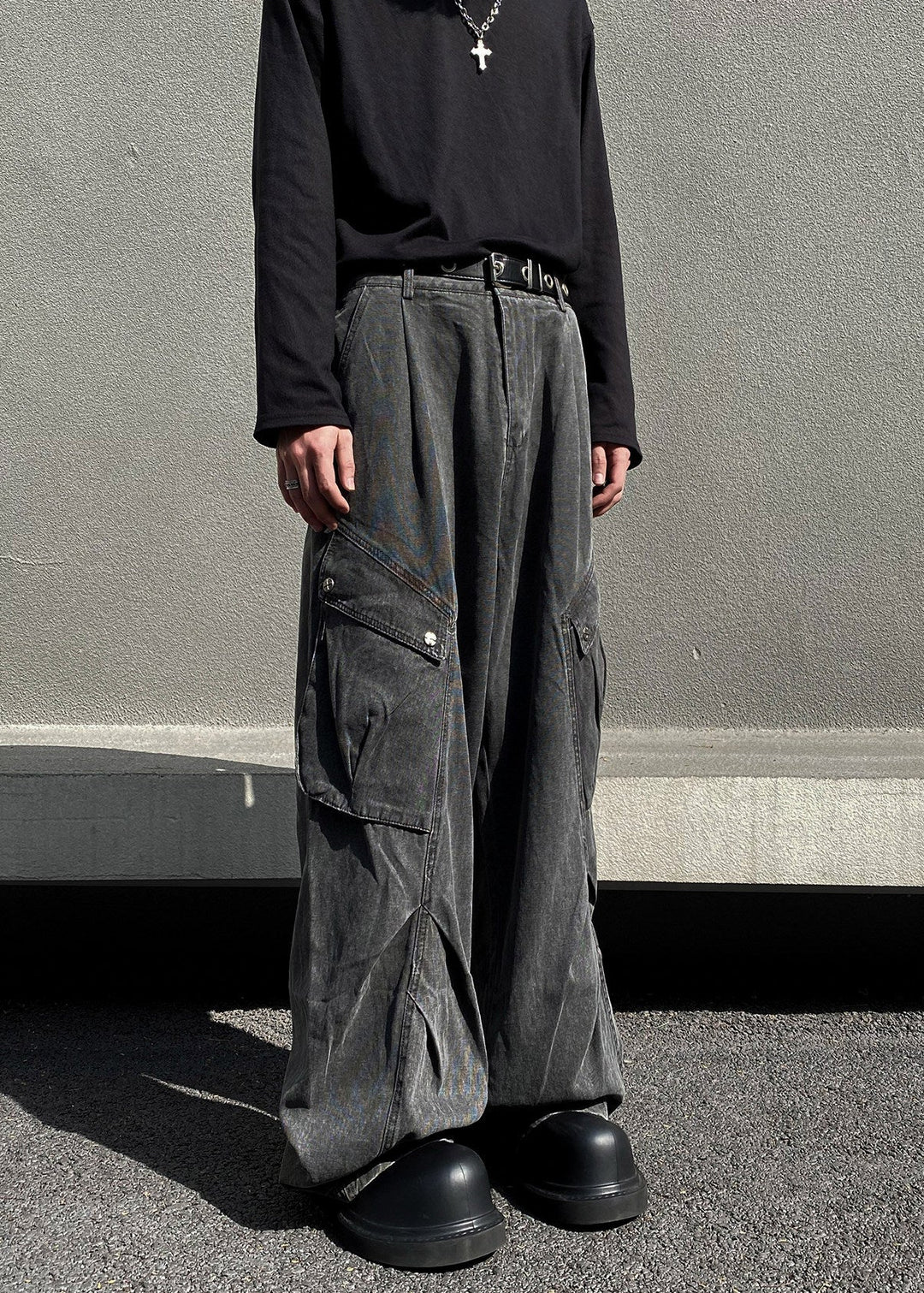 WASHED WIDE CARGO PANTS AEDES4565 - Deuku