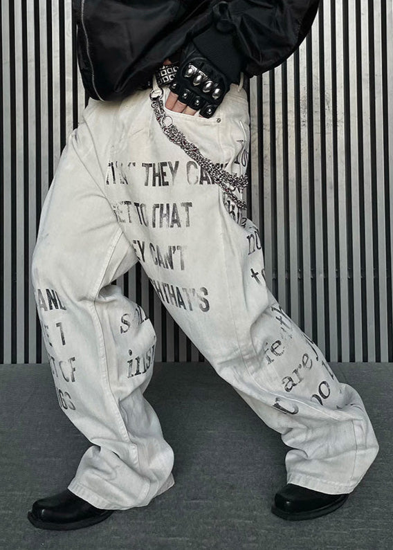 VINTAGELIKE LETTER PRINTED PANTS DFDES4443
