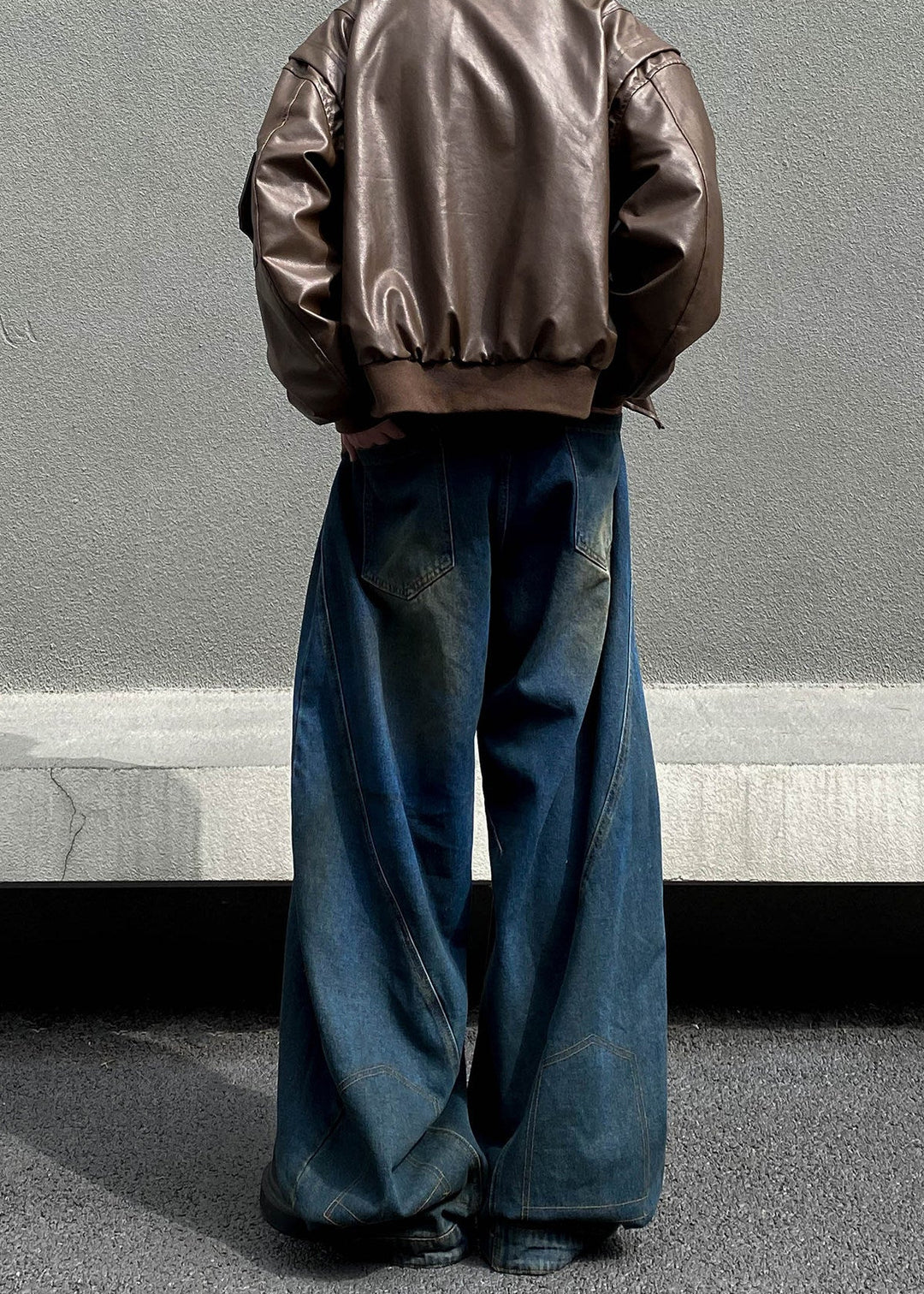 FADE DAMAGED WIDE BAGGY DENIM AEDES4566 - Deuku