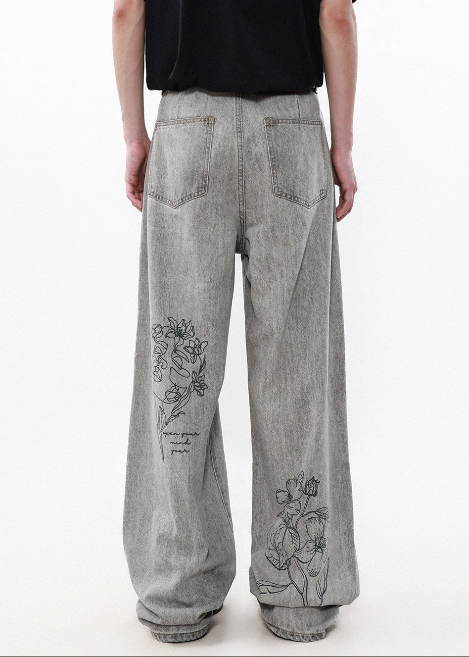 EMBROIDERY FLOWER LOOSE DENIM AEDES4562 - Deuku