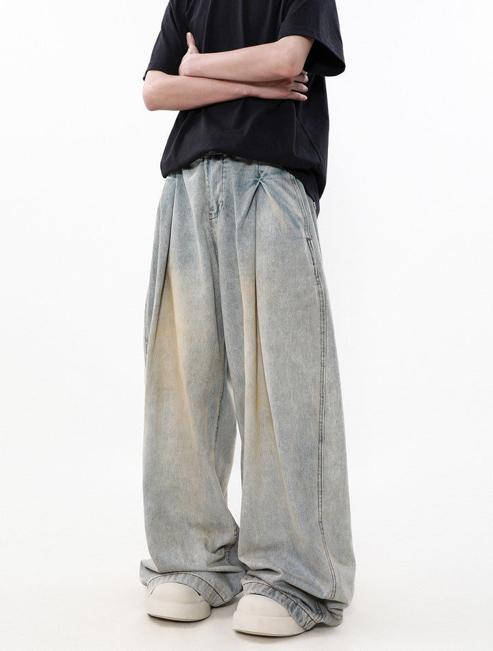WIDE TUCK WIDE DENIM BAGGY PANTS AEDES4561 - Deuku
