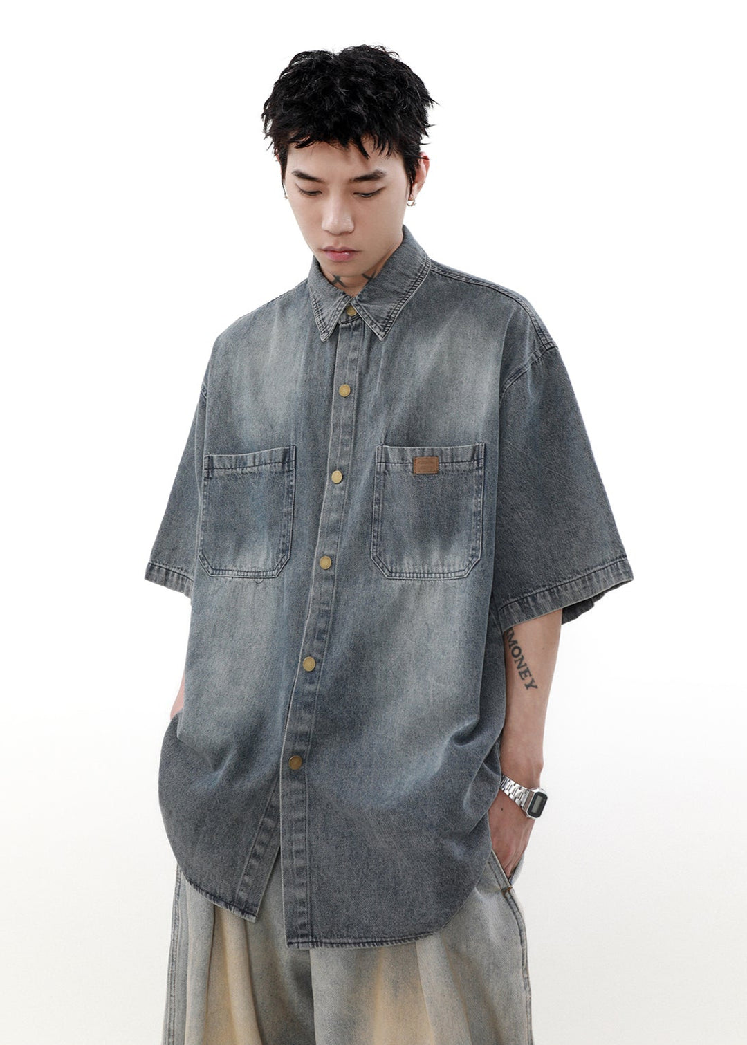 DENIM SHORT SLEEVE SHIRT MNDES4453