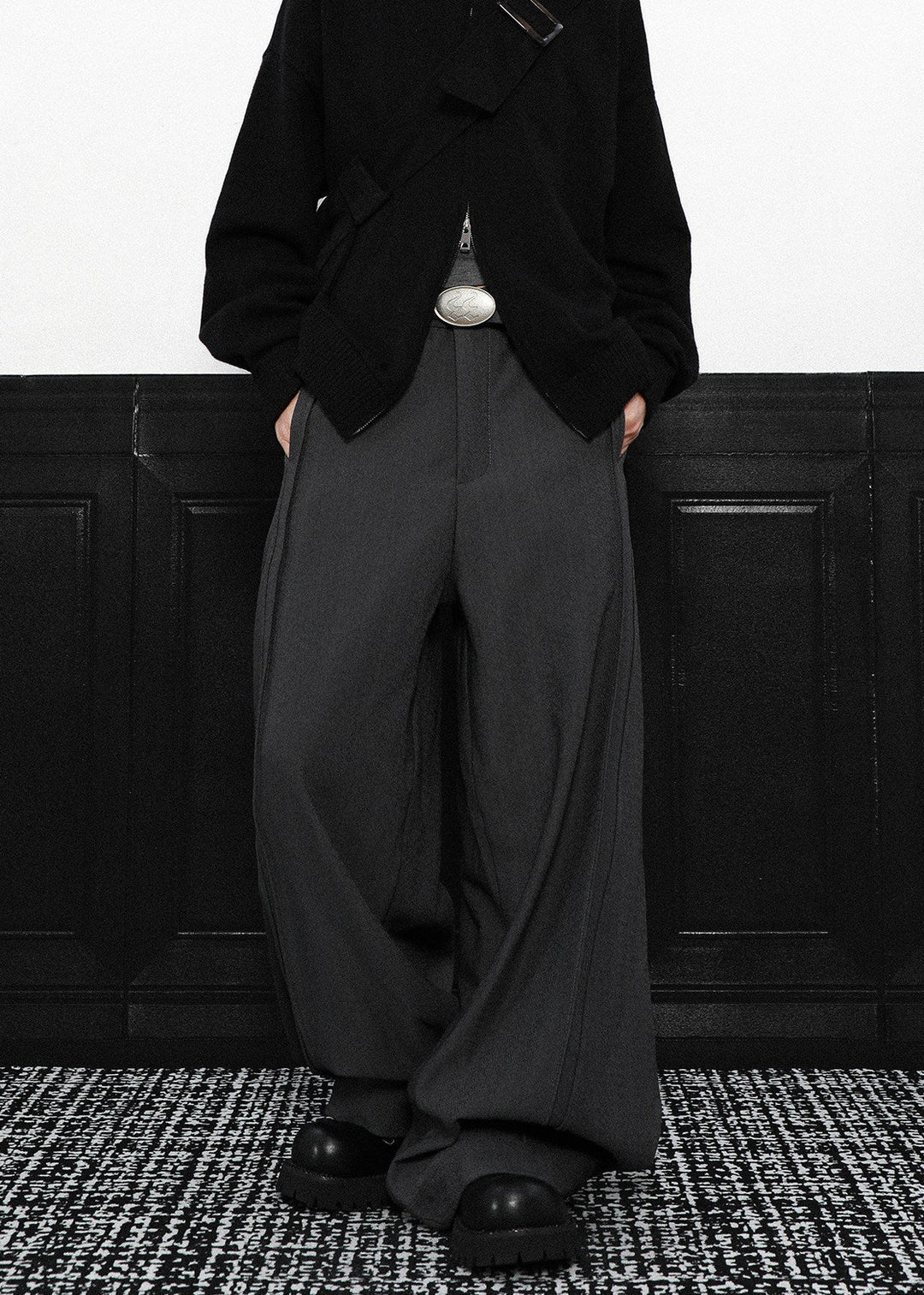 URBAN DRAPE WIDE BAGGY SLACKS AEDES4563 - Deuku