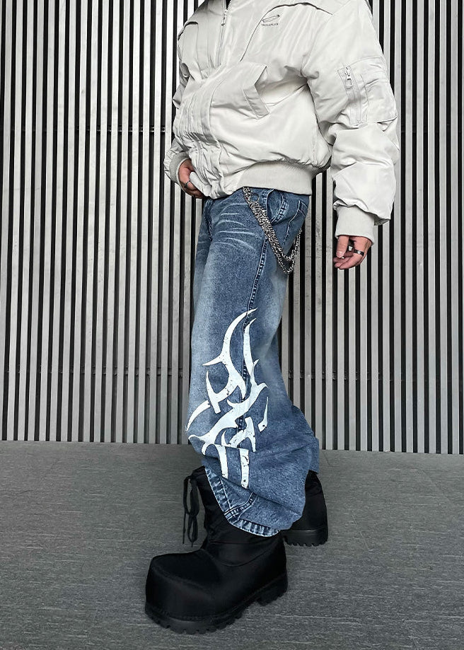 TRIBAL PAINT WIDE DENIM PANTS DFDES4498