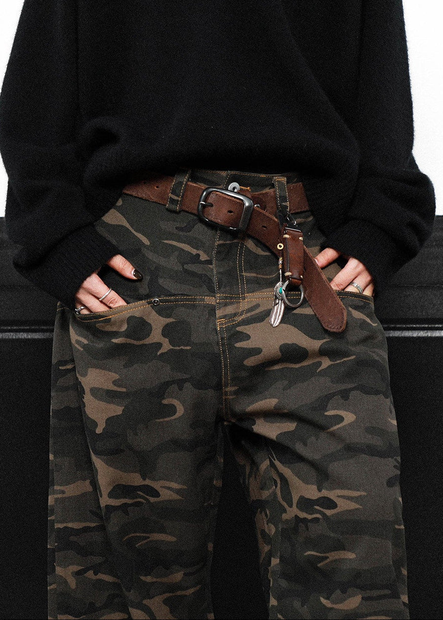 FRONT POCKET WIDE CAMO PANTS AEDES4581 - Deuku