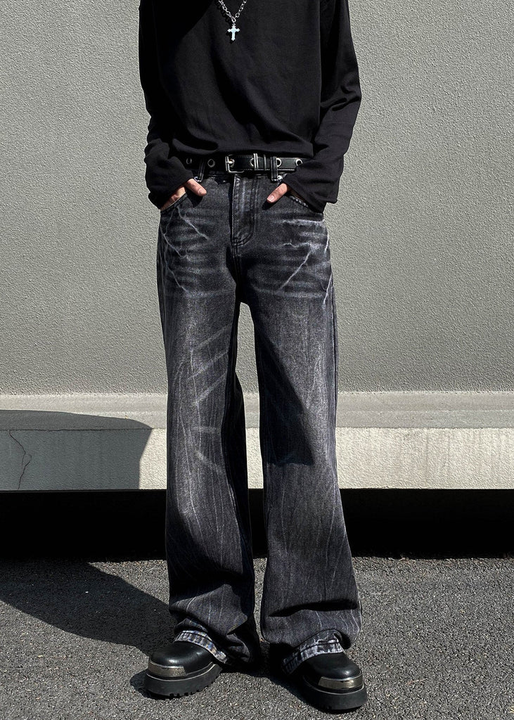 DESIGNED FADE BLACK DENIM PANTS AEDES4564 – Deuku