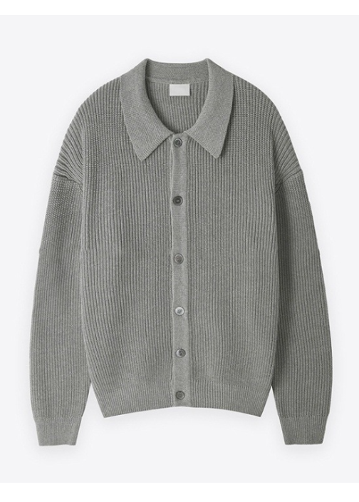 RIBBED COLLAR KNIT CARDIGAN BEDES4760